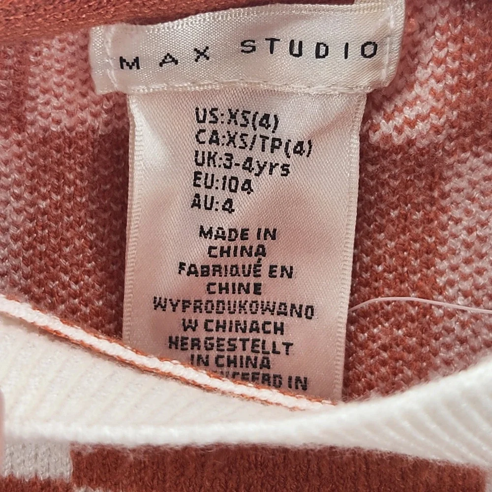 Max Studio Kids Rust Checkerboard Sweater Pleated Skirt and Headband Set Size‎ 4